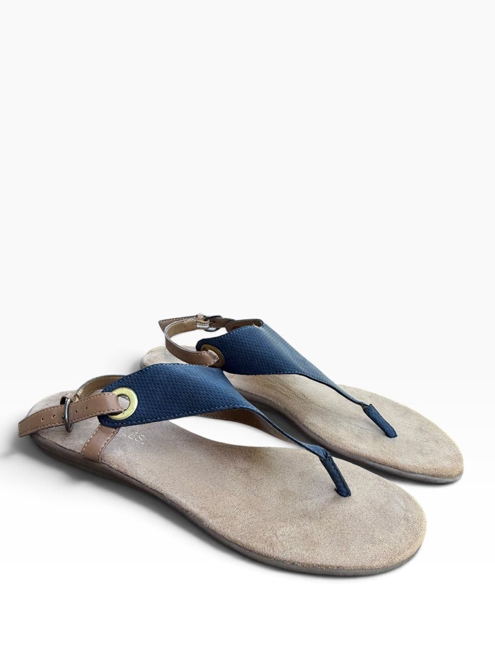 Aerosoles Chlock In Navy Blue Tan Slingback Sandals Women's size 7.5